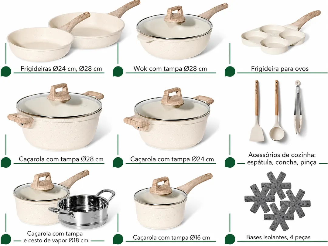 Conjunto de Panelas e Frigideiras Antiaderente 21 Peças — imagem 2